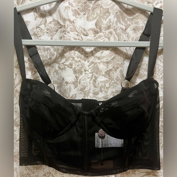 Oh Polly Black Sheer Bustier BNWT! - Picture 3 of 16